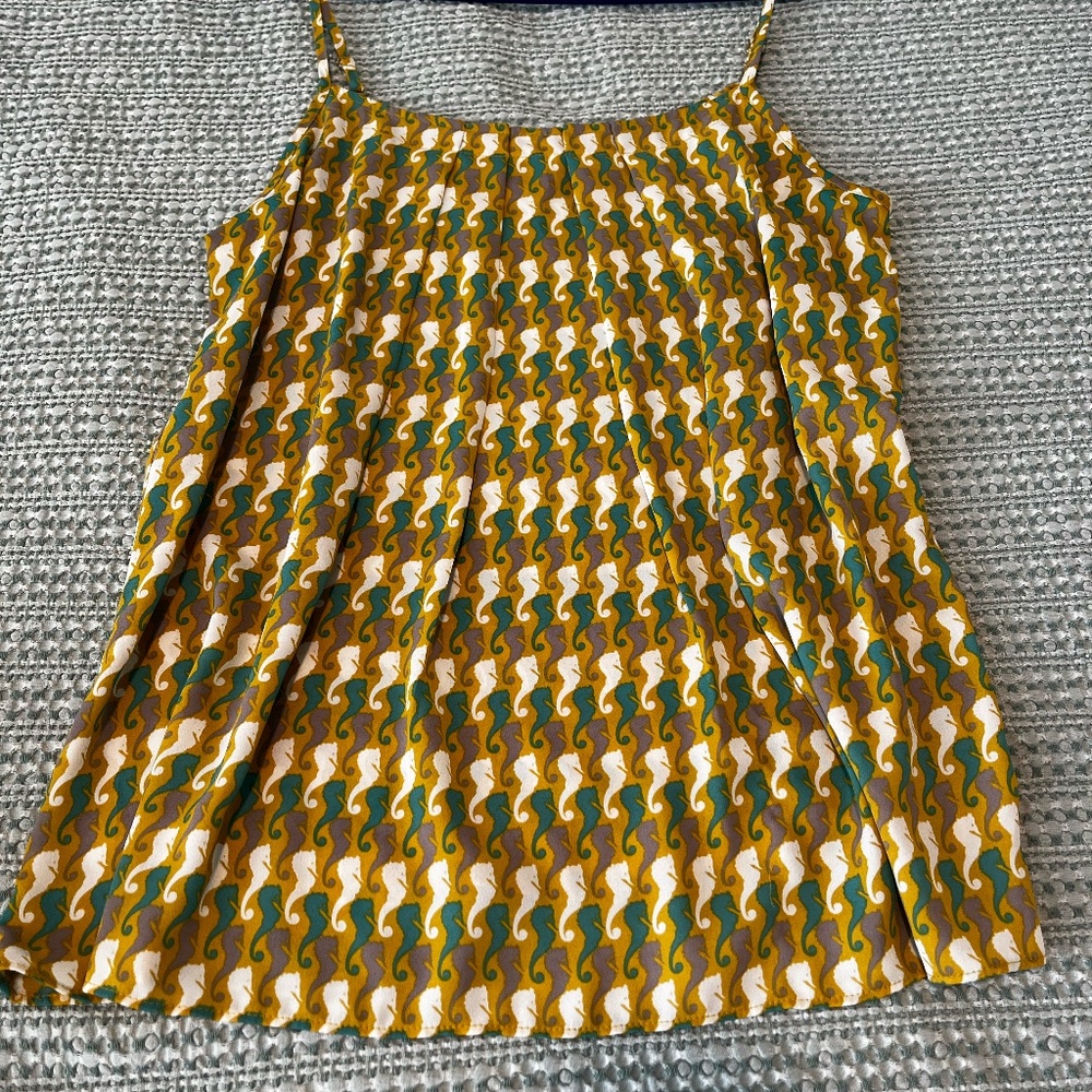Seahorse Print Spaghetti Strap Top with Adjustable Straps